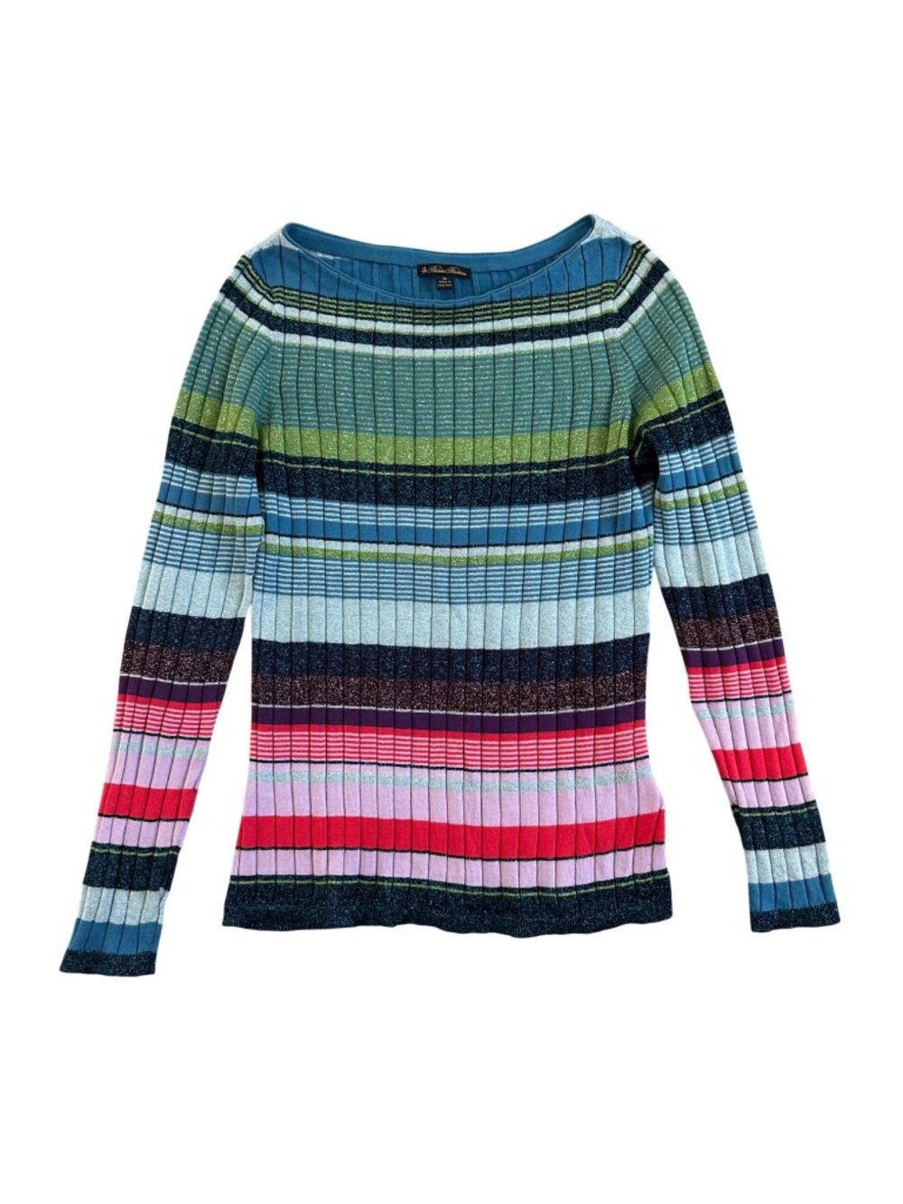 Brooks Brothers Womens Sz M Multicolor Striped Ribbed Long-Sleeve Sweater